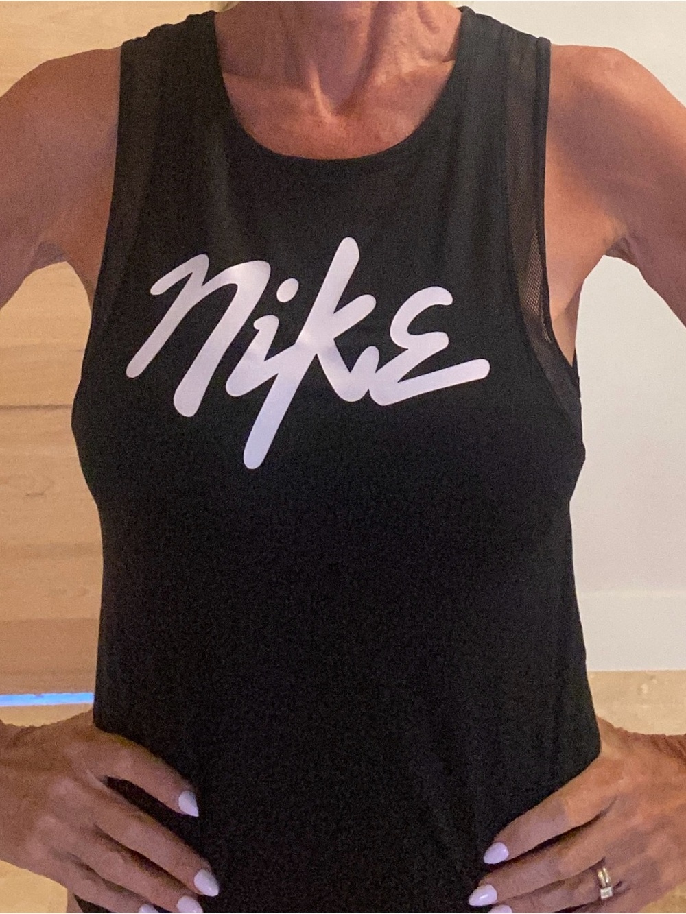 Nike Black Sleeveless lightweight Athletic Tank with White Logo small